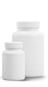 Two white pill bottles on a white background